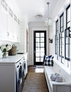 black white laundry room 