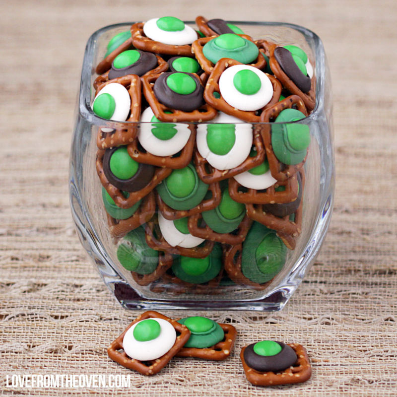 M & M pretzel bites for St. Patrick's Day