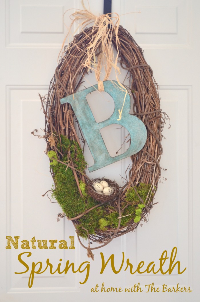 natural spring monogram wreath