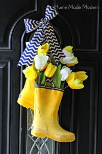 spring rain boot wreath