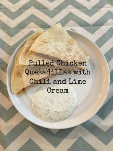 pulled-chicken-quesadillas-with-chili-and-lime-cream